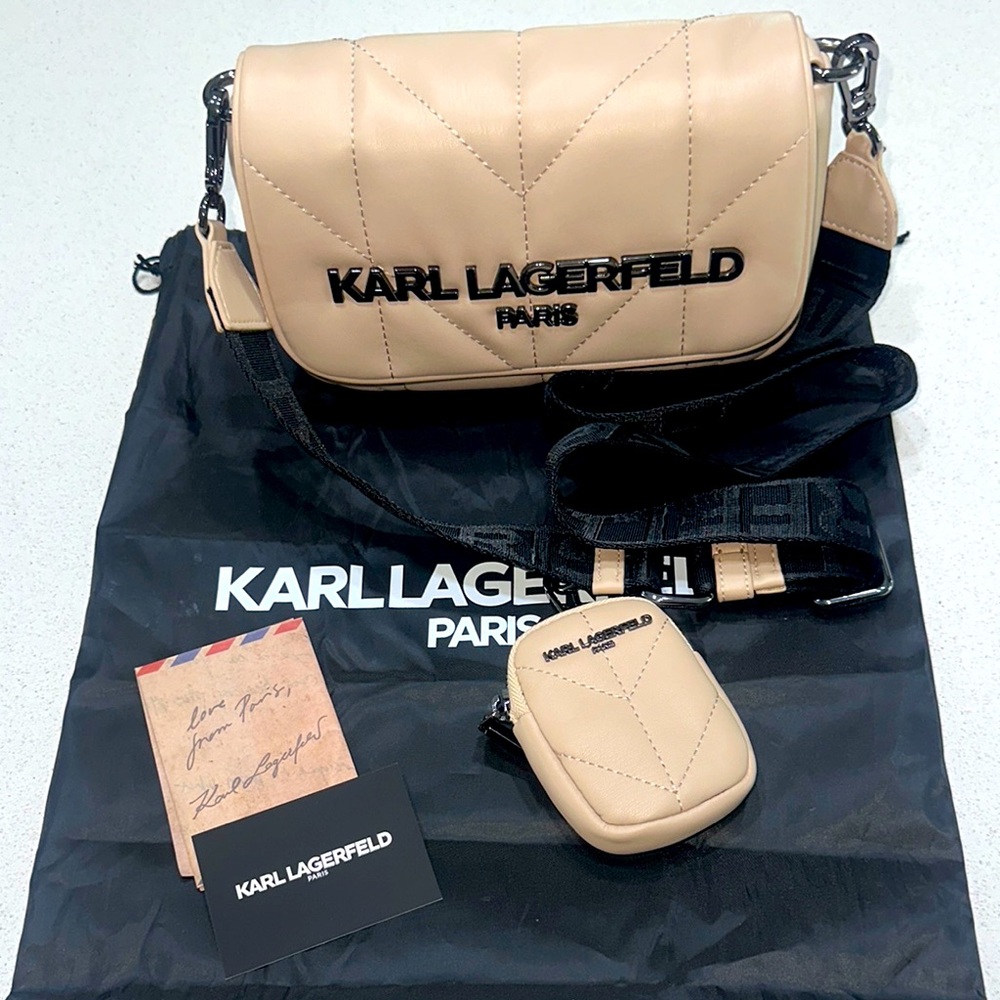 Karl Lagerfeld Tan Quilted Women's Bag w dust bag NWOT